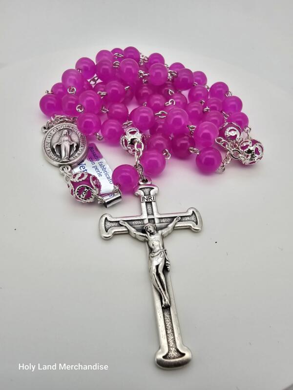 Rosary Fuchsia glass   Beads 5mm Pink Can be worn