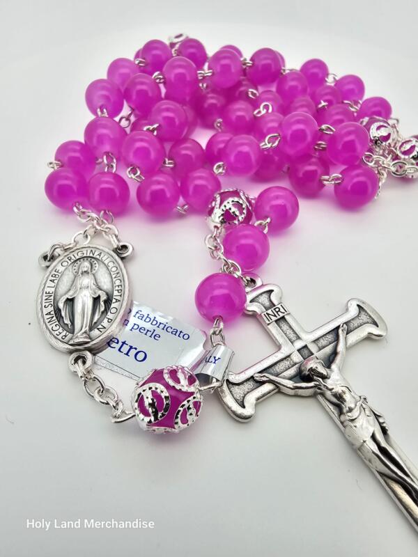 Rosary Fuchsia glass   Beads 5mm Pink Can be worn - Image 3
