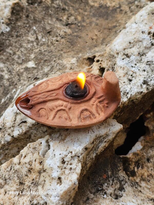 Hand made Clay oil lamp from Jerusalem the Holy Land