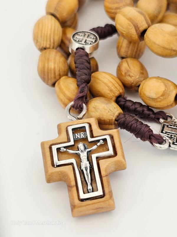 Holy land Handmade olive wood Rosary 8mm Beads Small cross