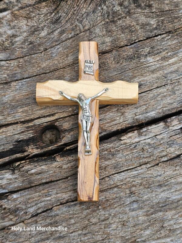 12cm Handmade Olive Wood Cross | Holy Land Keepsake from Bethlehem
