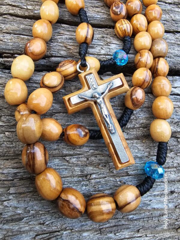 Holy land Handmade olive wood Rosary 6mm Beads Big cross