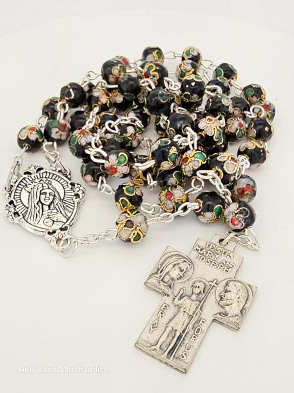 Black cloisonne rosary 7mm beads
