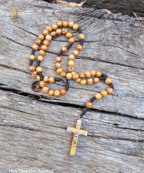 Rosary Handmade Olive wood 8mm beads 5cm cross