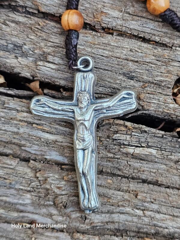 Rosary Handmade Olive wood 8mm beads Big Metal cross - Image 2