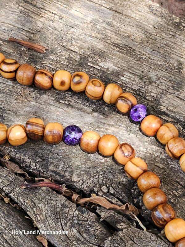 Rosary Handmade 8mm olive wood and Gemstone beads 3.5cm Cross - Image 4