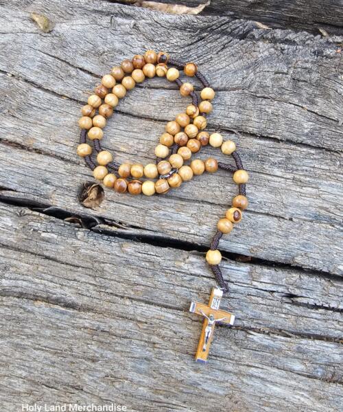 Rosary Handmade Olive wood 8mm beads 3.5cm cross