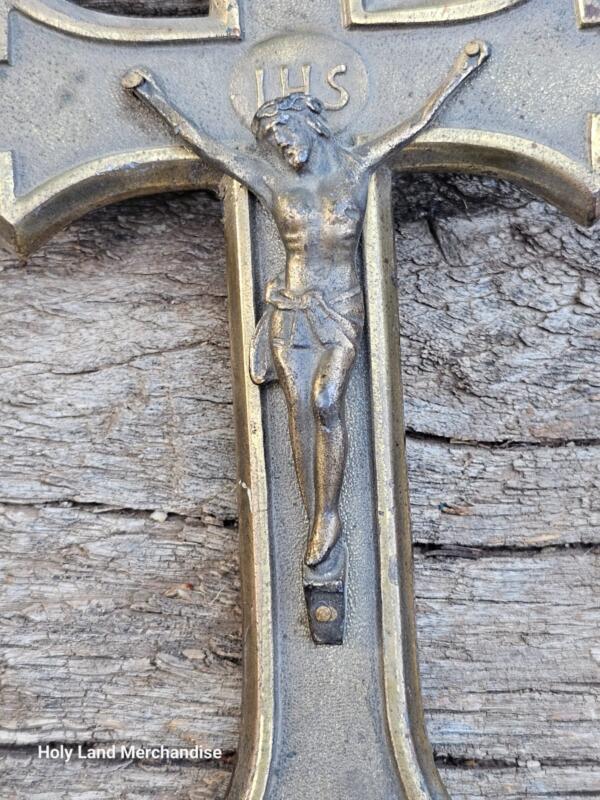 Gold painted metal cross from the 80s Made in Jerusalem the Holy Land - Image 4