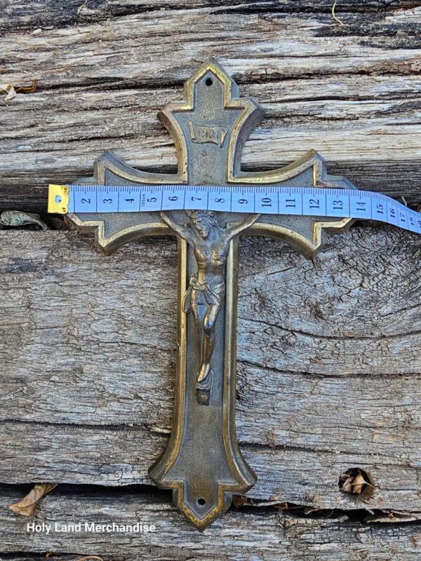 Gold painted metal cross from the 80s Made in Jerusalem the Holy Land - Image 7