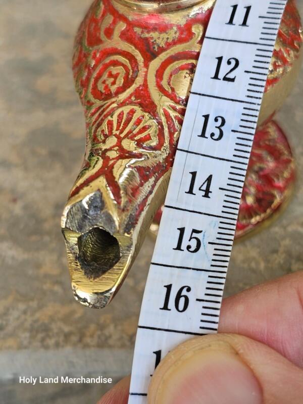 Aladdin oil lamp, Stunning 16cm Real Brass with Red Accent, Perfect for Home Lighting, Unique Gift for Home Decor Lovers - Image 3