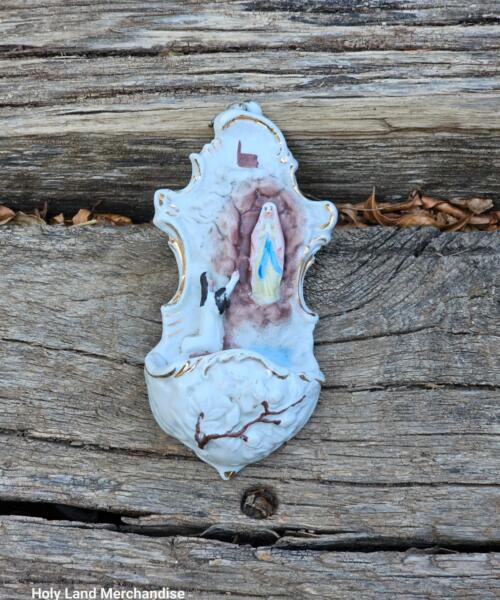 Religious antique Holy water font stoup ceramic from The Holy land