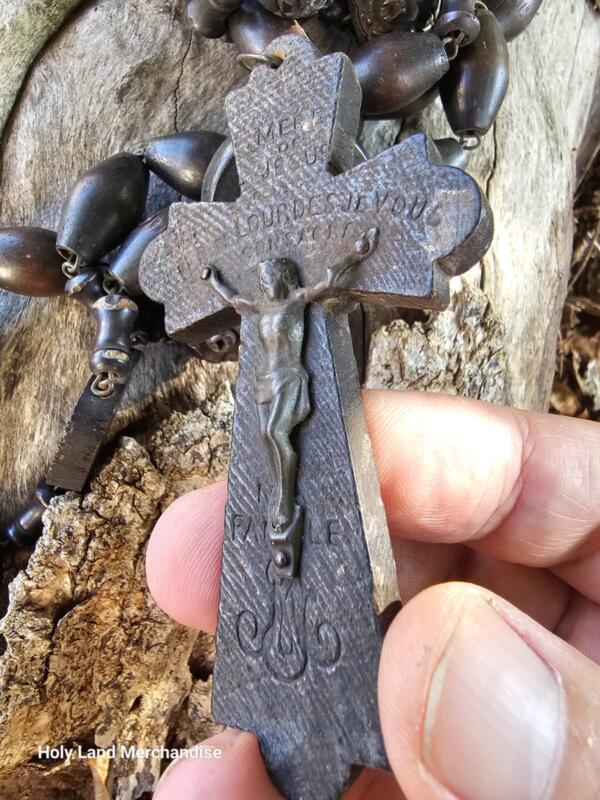 French antique hand carved wood large wall rosary made in the 19th Century - Image 3