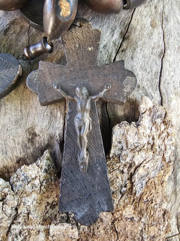 French antique hand carved wood large wall rosary made in the 19th Century - Image 5