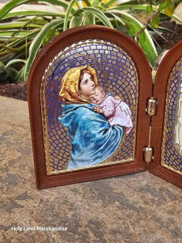 Diptych with the Virgin and Blessing on wood - Image 4