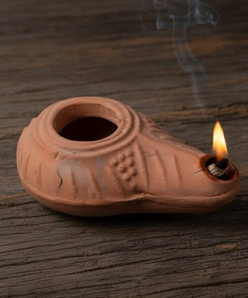 Hand made Clay oil lamp from Jerusalem the Holy Land Antique oil lamp, medieval oil lamp, Moroccan lamp