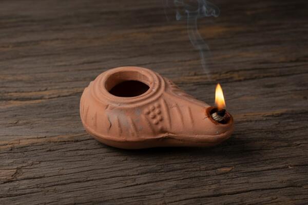 Hand made Clay oil lamp from Jerusalem the Holy Land Antique oil lamp, medieval oil lamp, Moroccan lamp