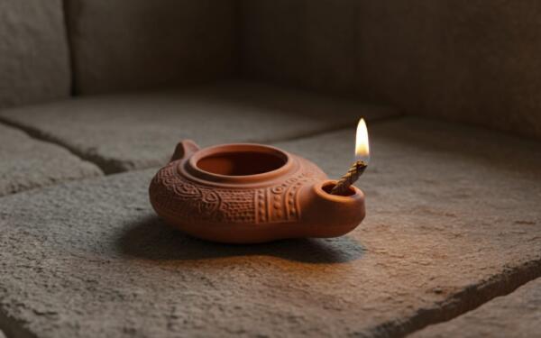 Handmade Clay Oil Lamp - Authentic Holy Land Pottery | Ancient Design