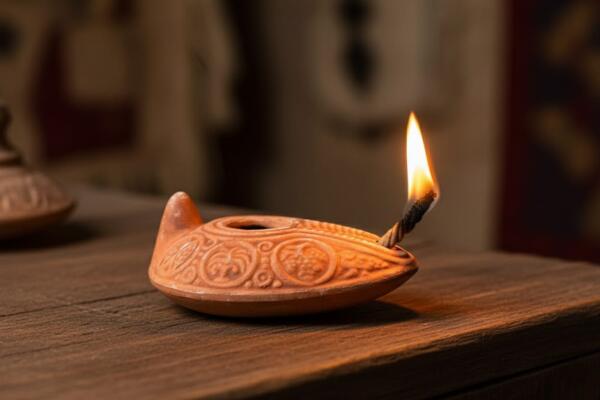 Hand made Clay oil lamp from Jerusalem the Holy Land Antique oil lamp, medieval oil lamp, Moroccan lamp