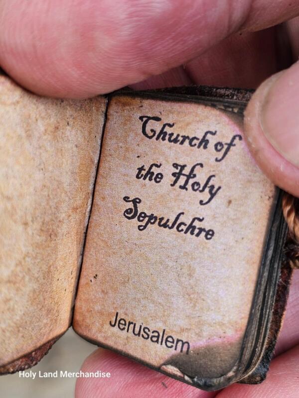 Holy Mini necklace prayer book leather binding Handmade and blessed by the monks at The Church of the Holy Sepulchre - Image 9