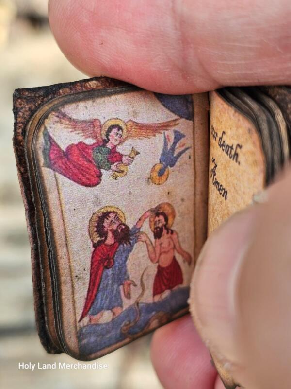 Holy Mini necklace prayer book leather binding Handmade and blessed by the monks at The Church of the Holy Sepulchre - Image 7
