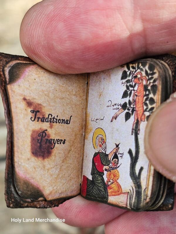 Holy Mini necklace prayer book leather binding Handmade and blessed by the monks at The Church of the Holy Sepulchre - Image 6