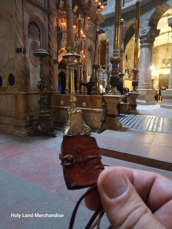 Holy Mini necklace prayer book leather binding Handmade and blessed by the monks at The Church of the Holy Sepulchre