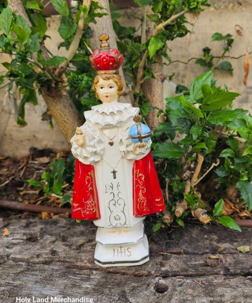 Vintage Infant Jesus of Prague Statue | Hand-Painted Holy Land Antique