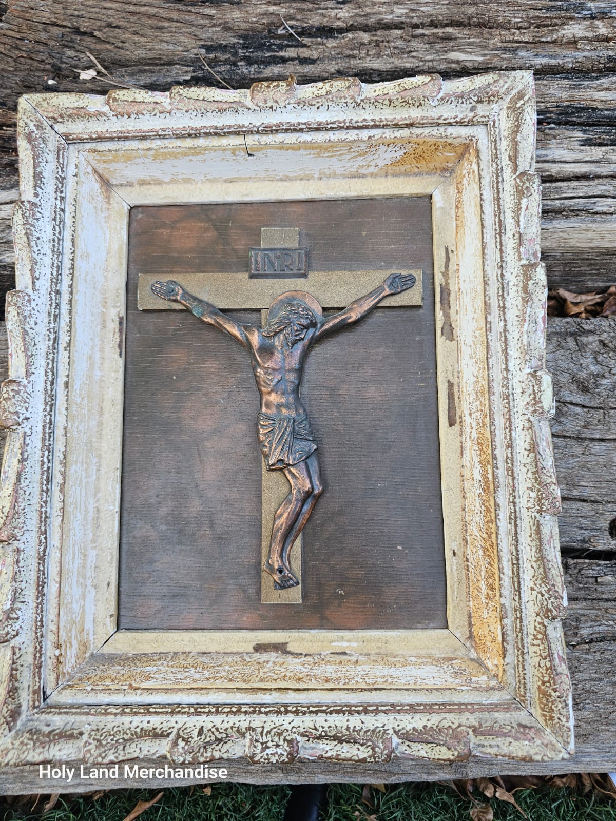 Vintage Cross in Wooden Frame - Christian Wall Art | 1980s-1990s 