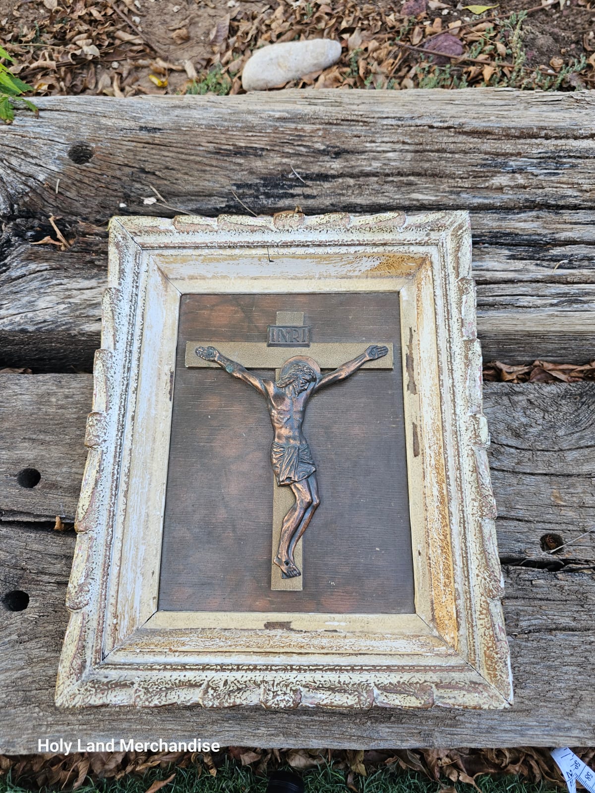 Vintage Cross in Wooden Frame - Christian Wall Art | 1980s-1990s 