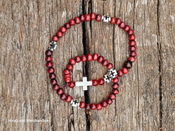 Elegant Women’s Cross Bracelet - 4mm Wood Beads from Jerusalem | Holy Land - Image 4