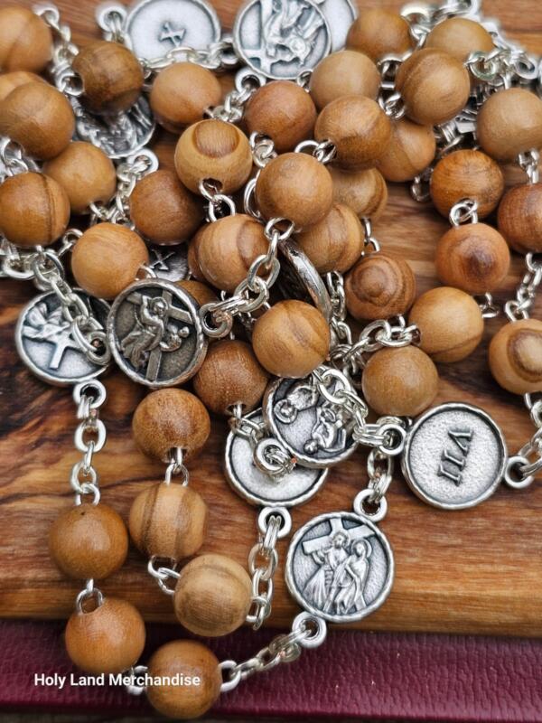 14 Stations of the Cross Olive Wood Rosary - Handmade in the Holy Land - Image 6