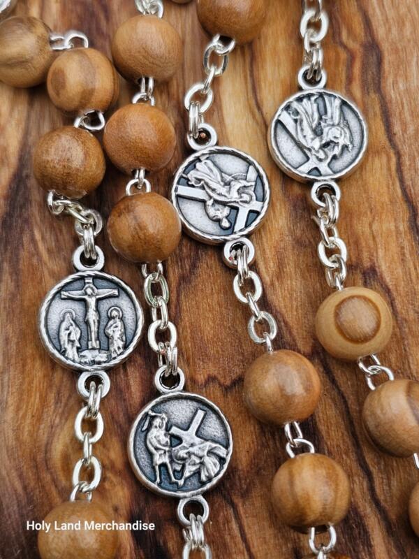 14 Stations of the Cross Olive Wood Rosary - Handmade in the Holy Land - Image 3
