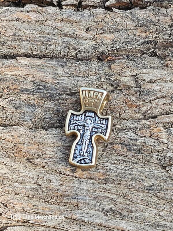Elegant 925 Silver and Gold Cross Pendant | Hand-Engraved Design - Image 2