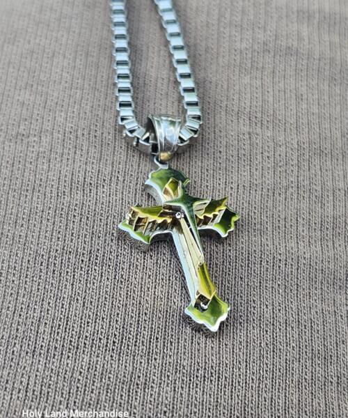 Two-Tone Stainless Steel Cross Necklace with Gift Box | Unisex Christian Pendant, Hypoallergenic & Tarnish-Resistant – Ready to Gift