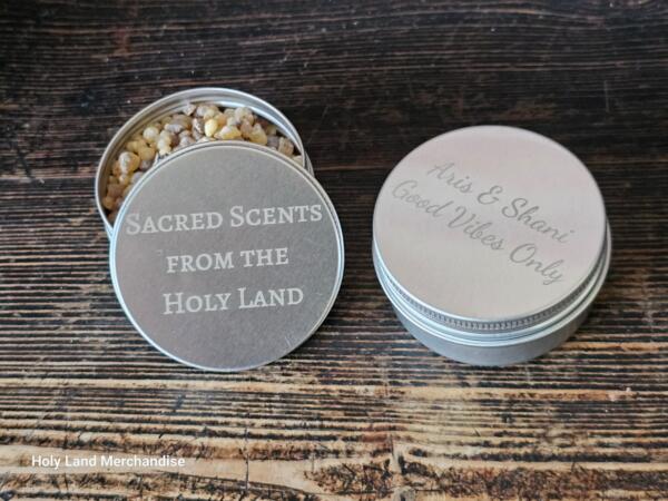 Personalized engraved metal box, 30gram pack Holy land Frankincense incense , 100% Pure Natural Organic, engraved incense box