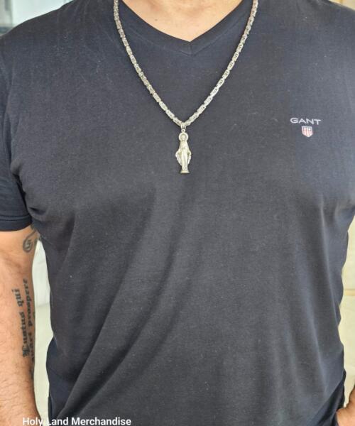 Stainless Steel Byzantine Chain with Virgin Mary Pendant | Men’s Catholic Necklace Gift
