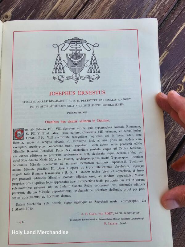 1949 Missale Romanum — Large Latin Tridentine Altar Missal, H. Dessain (Mechelen, Belgium), Gilt Edges, Brass Clasps, Ribbons, Illustrated - Image 3