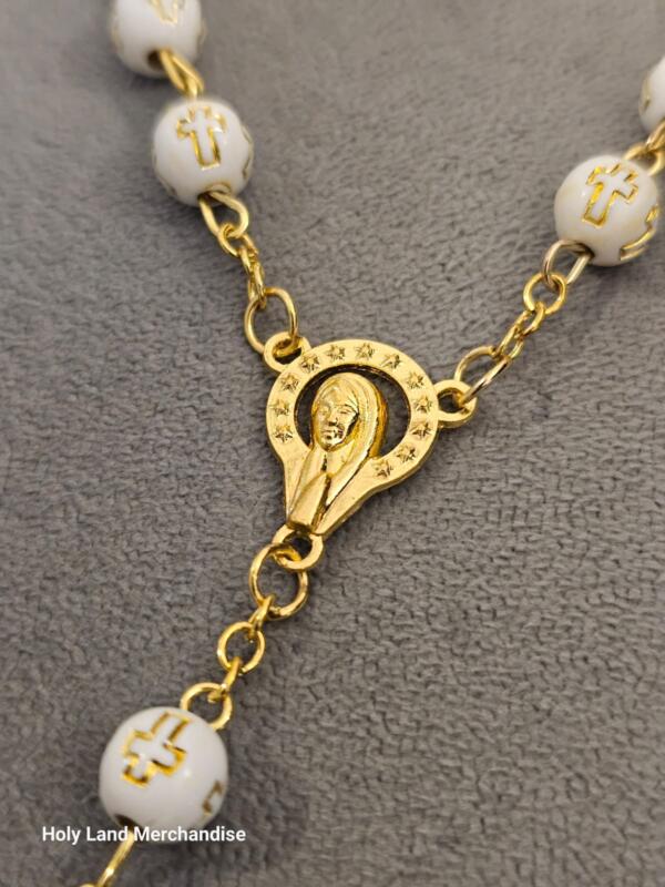 Wooden Beads Car Rosary with 8mm Beads – Christian Cross Charm for Rear View Mirror, Car Accessories & New Car Gift - Image 4