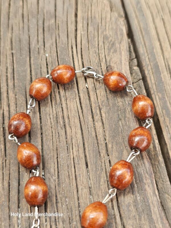 Christian Car Rosary • Rear View Mirror Cross Charm • 10 Beads Wooden Rosary with St. Benedict Medal • Car Accessories & Christian Gifts - Image 2