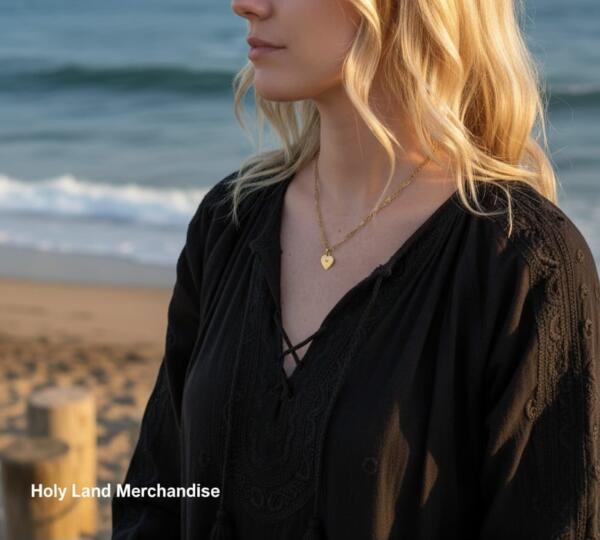 Gold Heart Cross Necklace · Christian Religious Jewelry · Faith and Love Gift for Her - Image 2