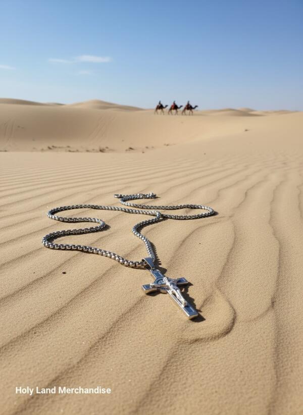 Stainless Steel Crucifix Necklace • Men’s Silver Cross Necklace • Rustic Cross Jewelry - Image 2