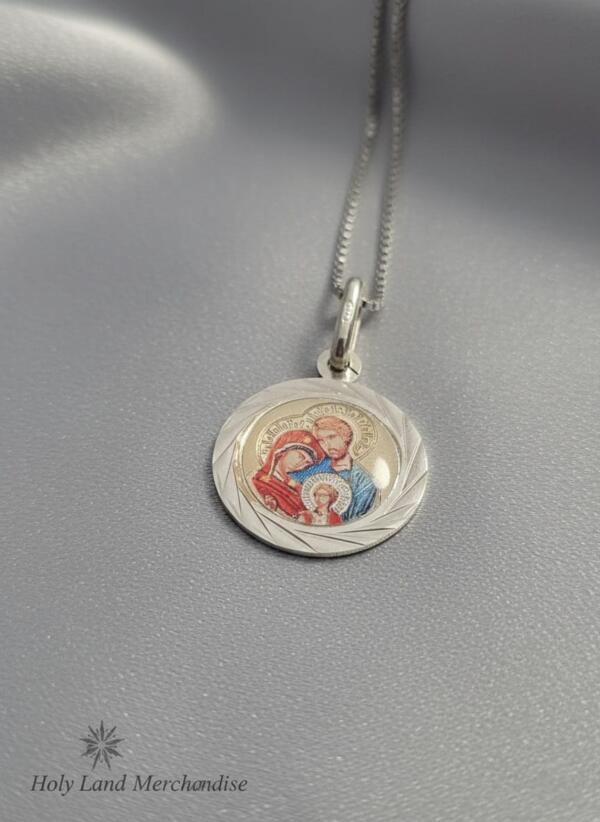 Sterling Silver 925 Virgin Mary & Child Round Pendant Necklace · Holy ...