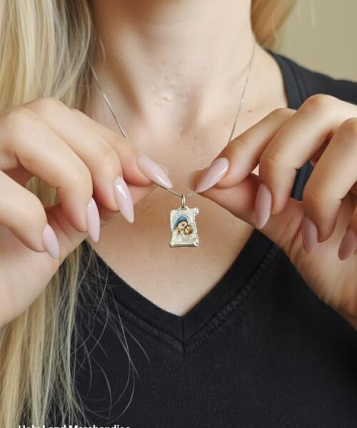 Sterling Silver 925 Virgin Mary & Child Pendant Necklace · Baptism Gift • Confirmation Gift • Easter Gift • Christmas Gift • Gift for Her •