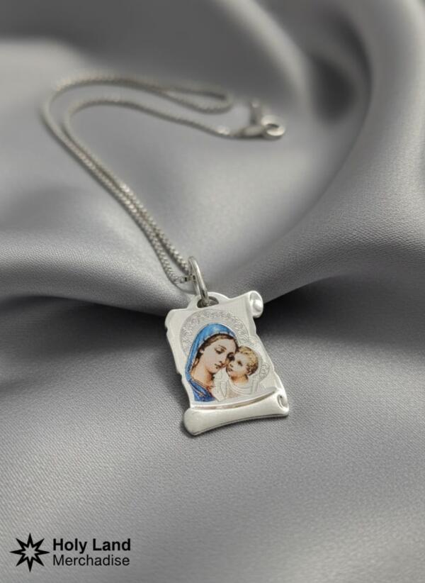 Sterling Silver 925 Virgin Mary & Child Pendant Necklace · Baptism Gift • Confirmation Gift • Easter Gift • Christmas Gift • Gift for Her • - Image 4