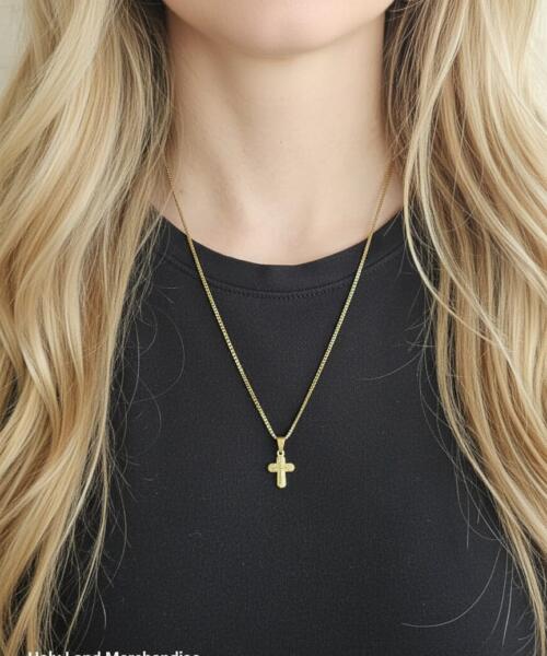 Gold Cross Necklace · Stainless Steel Pendant  & Chain · Christian Religious Jewelry · Gift for her