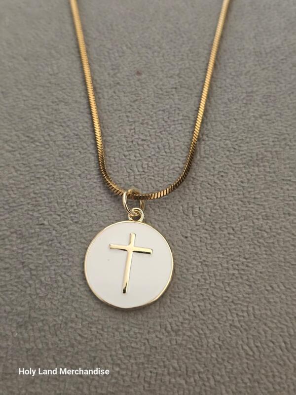 18K gold plated Enamel miniature cross pendant • tiny dainty christian jewelry • Faith Gift for Women • Christmas & Birthday Present - Image 4