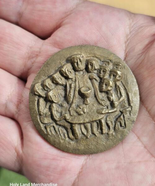 The last supper medallion Germany 1973 - Vintage Bronze Medallion: The Last Supper Relief, German Inscription – 15 cm