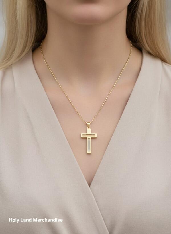 Real 18K Gold Plated Necklace, Jordan River Cross Necklace, Cross Necklace gift, gold cross mini necklace, mini gold necklace cross