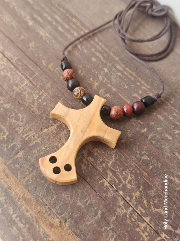 Olive Wood Cross Necklace · Handmade Christian Jewelry · Small Cross Charm Pendant · Men’s Cross Religious Necklace - Image 2