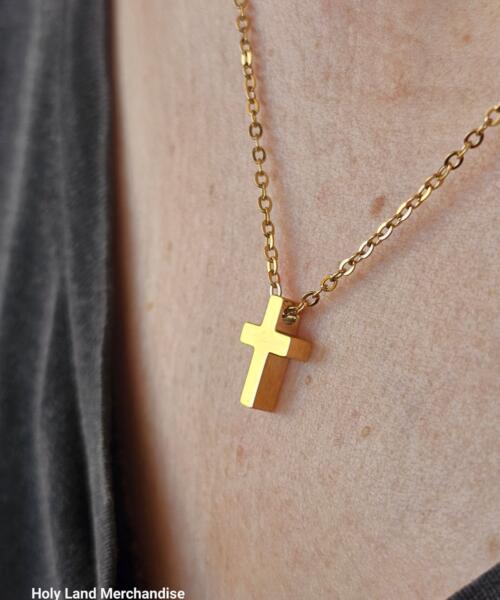 Gold Tiny Cross Necklace, Religious Necklace, Christian Gift, Gift for her, Christmas Gift